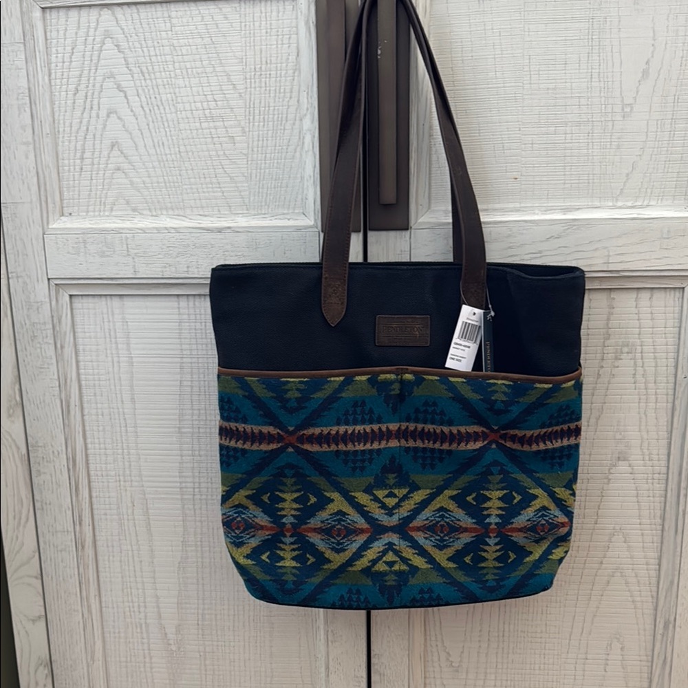 Pendleton wool/leather market bag